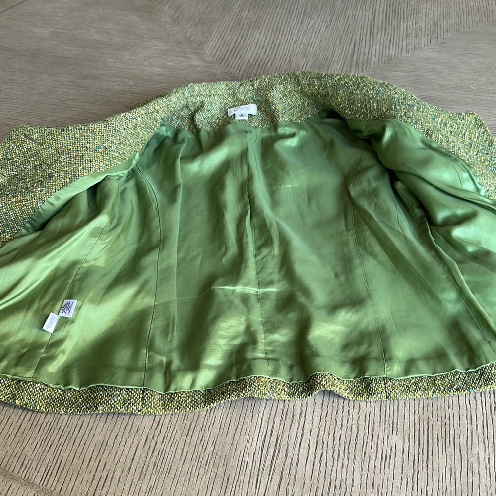LOFT - Vintage Green Tweed Jacket - SZ 6 - Picture 8 of 11